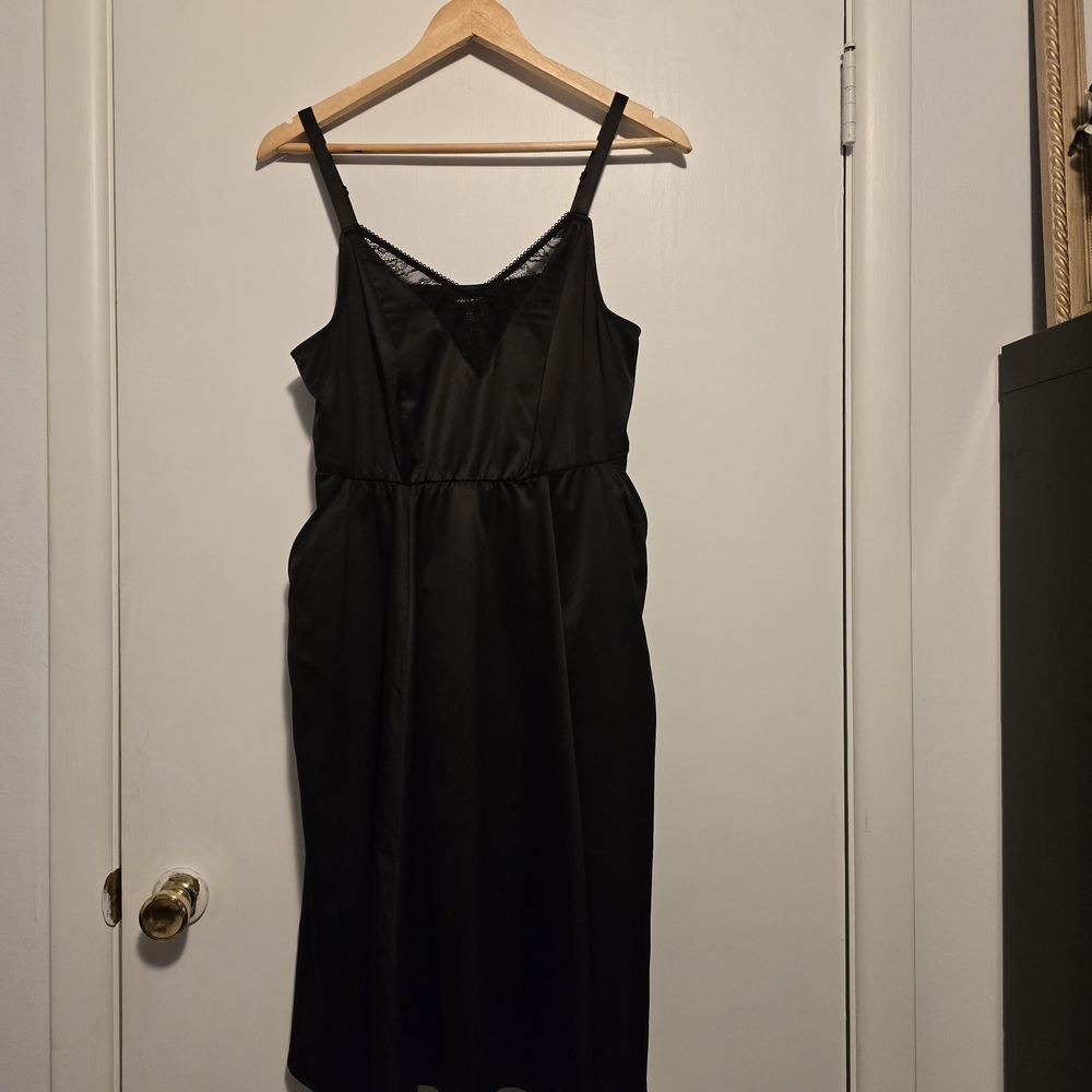 Torrid Black V-Neck Dress with Lace Accents